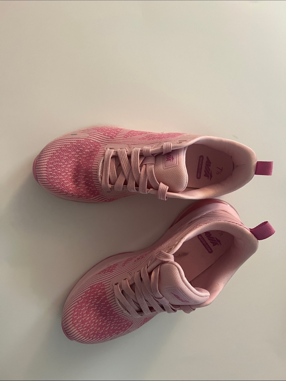 Avia Pink Knit Lace-Up Sneakers